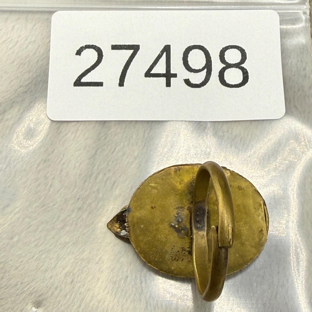 Vintage Coral Ring Brass Tibetan Buddha Ethnic Size 8 - Picture 13 of 15
